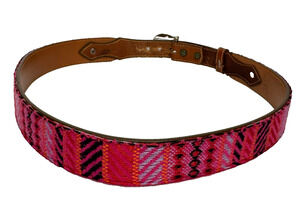 Silver Creek Collection Belt Womens 32 Pink Aztec Western Print Leather Cowgirl